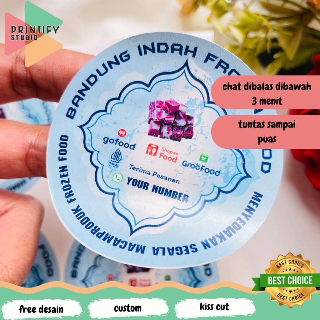 

Printify 2-4 Sticker Vinyl Frozen Food Label Anti Air Makanan Beku Free Desain Custom Nama Murah