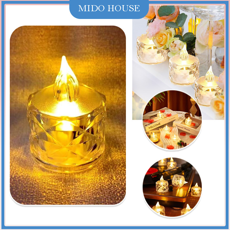 Lampu Lilin LED Lampu Hias Lilin Elektrik Akrilik Transparant Lampu Hias Lampu Tidur Dekorasi Rumah