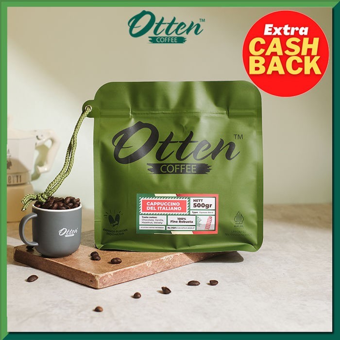 

Cappuccino Del Italiano - Kopi House Blend 500gr - Commercial Blend - Biji / Bubuk Kopi Otten Coffee - Wholebean