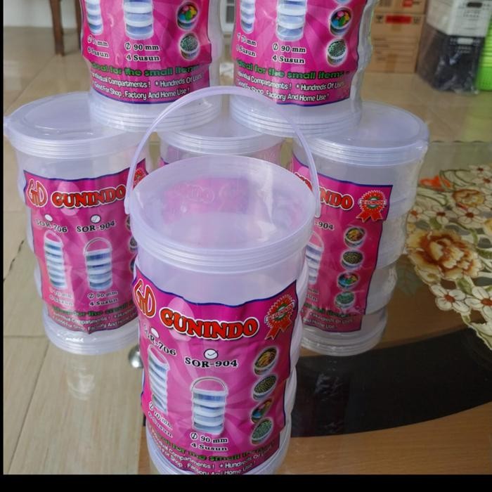 READY Toples Rantang  Tabung  Plastik Susun Mini Isi 4 Transparan - 4 susun(SOR904)
