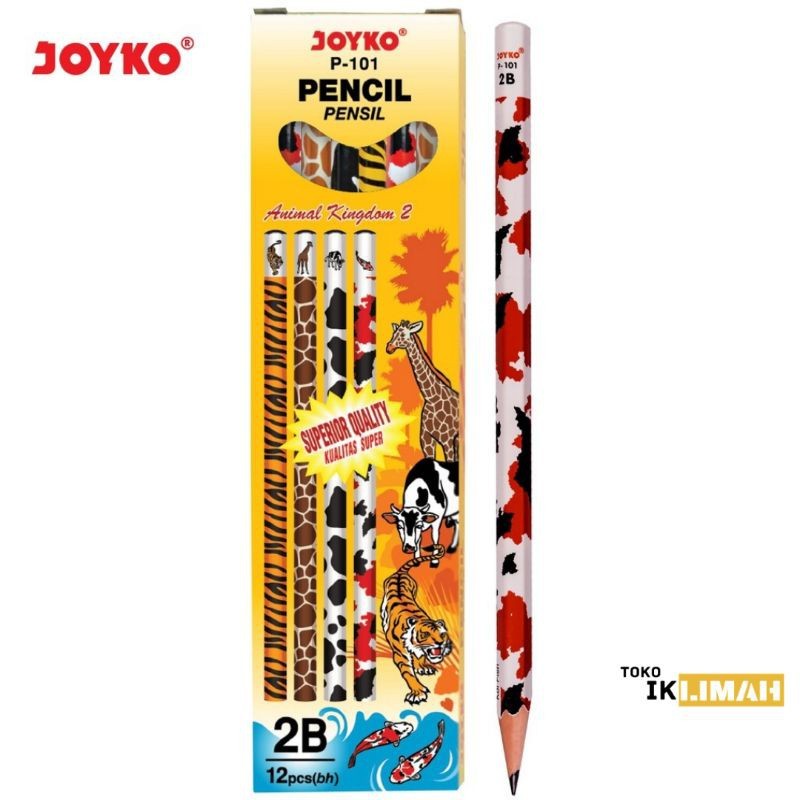 

Pensil Animal Kingdom 2 2B Joyko [P-101/12 pcs] / Alat Tulis Ujian Komputer / Pencil Gambar Menulis