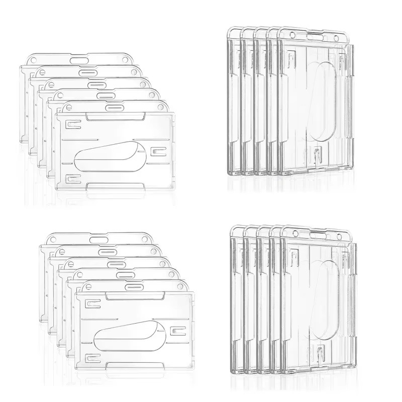 

10pcs/set Clear Frosted Plastic Cards Holder Transparent Horizontal Vertical 2-3 Holder with Thumb Slots ID Credit Card Cover