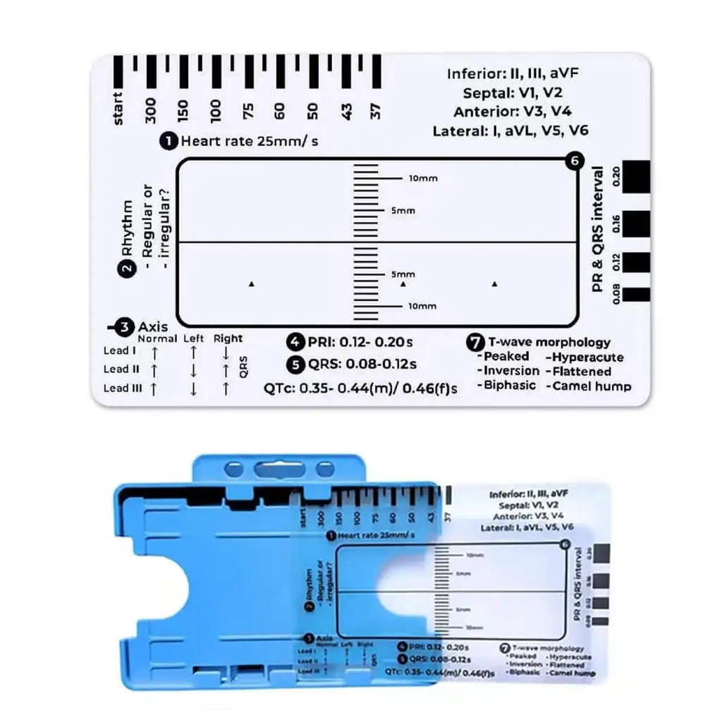 

7-step plastic ruler electrocardiogram reading and measuring tool, transparent electrocardiogram, portable medical