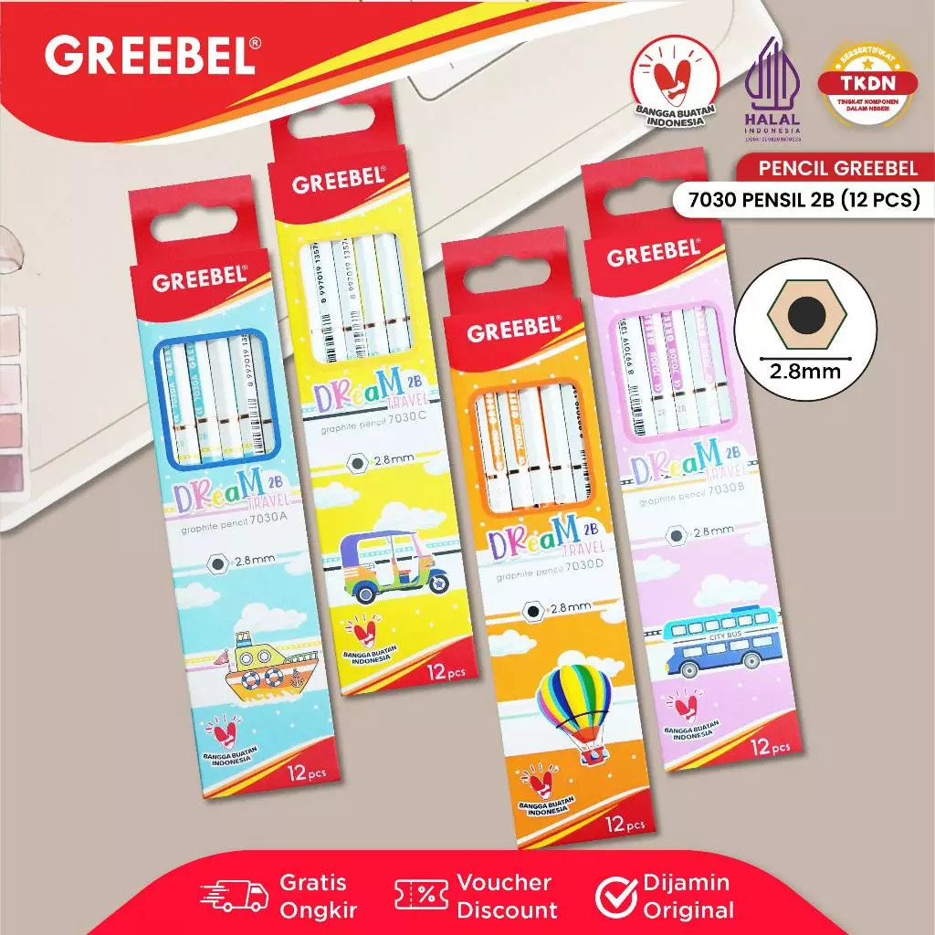 

GREEBEL Pensil Kayu 2B 7030 Dream (12pc)