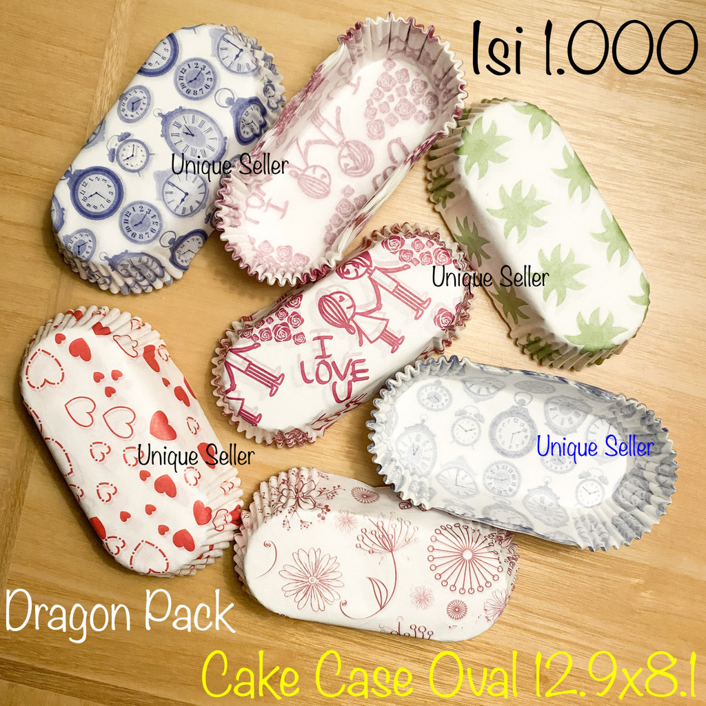 [Isi1000] Kertas Alas Risol Risoles Oval 13x8 FLORAL DRAGON PACK / Paper Cake Case Oval Medium Motif