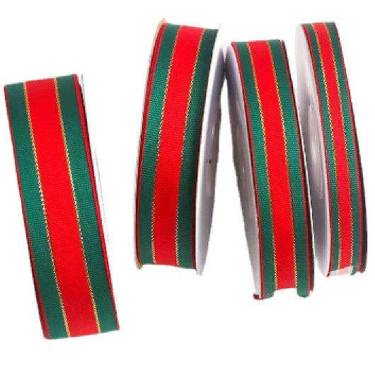

(ROLL 22 METER) Pita Classic Christmas Ribbon Stripe Merah Hijau (Harga Per Roll isi 22 Meter)