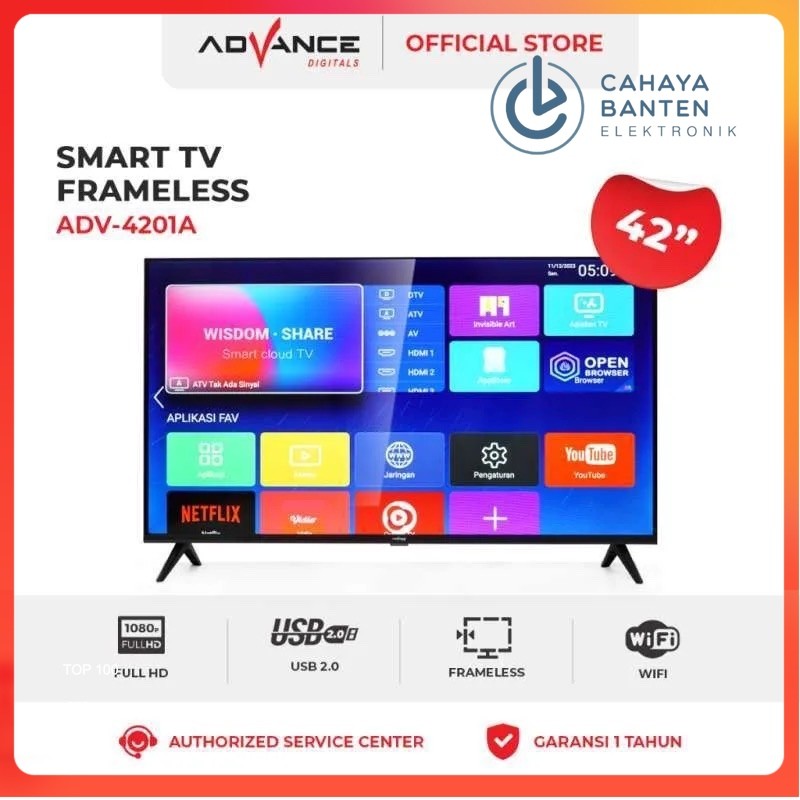 Smart TV LED Advance 4201A  Televisi 42 inch Android Full HD DV3T2/C Garansi Resmi 1 Tahun