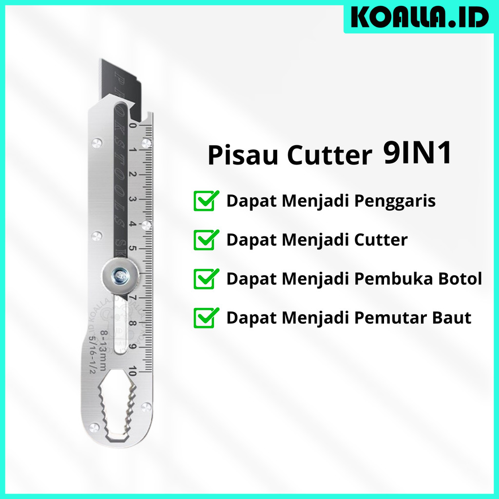 

Pisau Cutter Bahan Stainless 9 IN 1 Multifungsi Tahan Karat