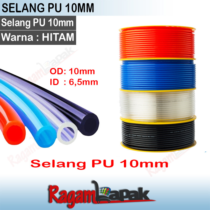 Selang PU 10 mm x 6.5 mm Pneumatic 10mm Selang PU 10mm - HITAM