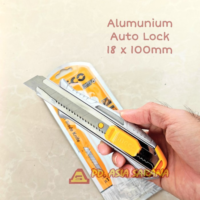 

Cutter Besar 18mm INGCO HKNS11807 Auto Lock Snap Off Blade Retract SK5