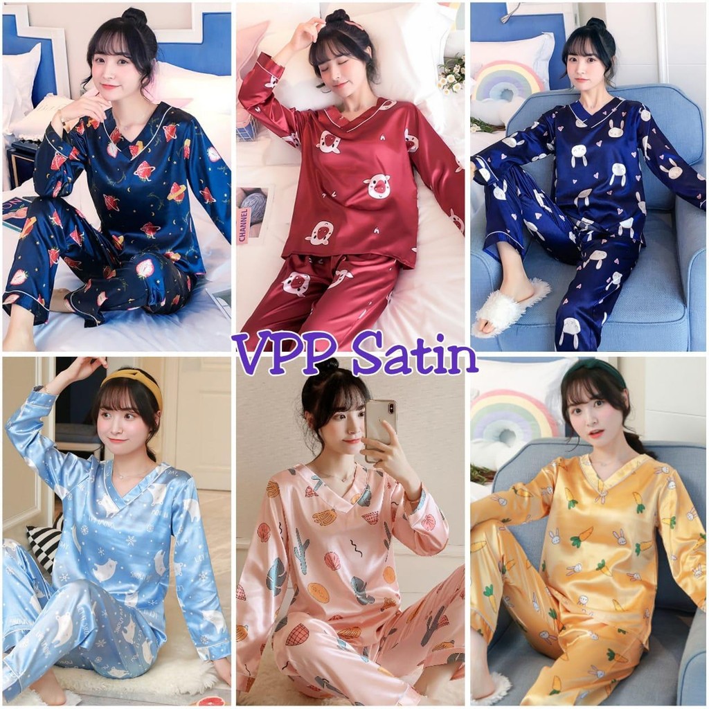 [ Jexira ] Set Sleepwear Baju Tidur Musim Dingin Wanita Muslimah Style V-Neck Lengan Panjang No Saku