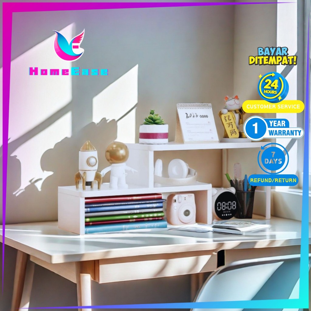 HomeEase - Rak Meja Kreatif  Serbaguna Modern Minimalis untuk Kalender Buku Miniatur Desk Organizer 