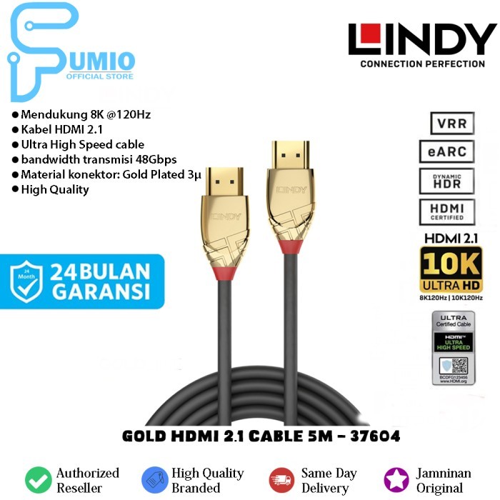 Lindy Gold HDMI 2.1 Cable 5m - 37604