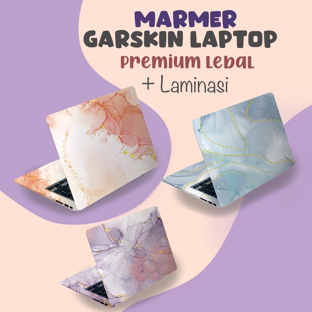 Sticker Laptop Motif Marmer Cover Protector Notebook Skin Garskin  Minimalis Pelindung Laptop Lenovo