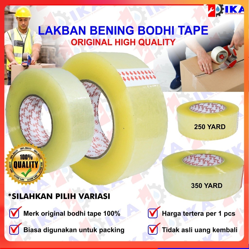 

LAKBAN BENING BODHI TAPE ORIGINAL 2INCH X 350 YARD - 2 INCH X 250 YARD (45 MM) TEBAL KUAT ASLI 100%