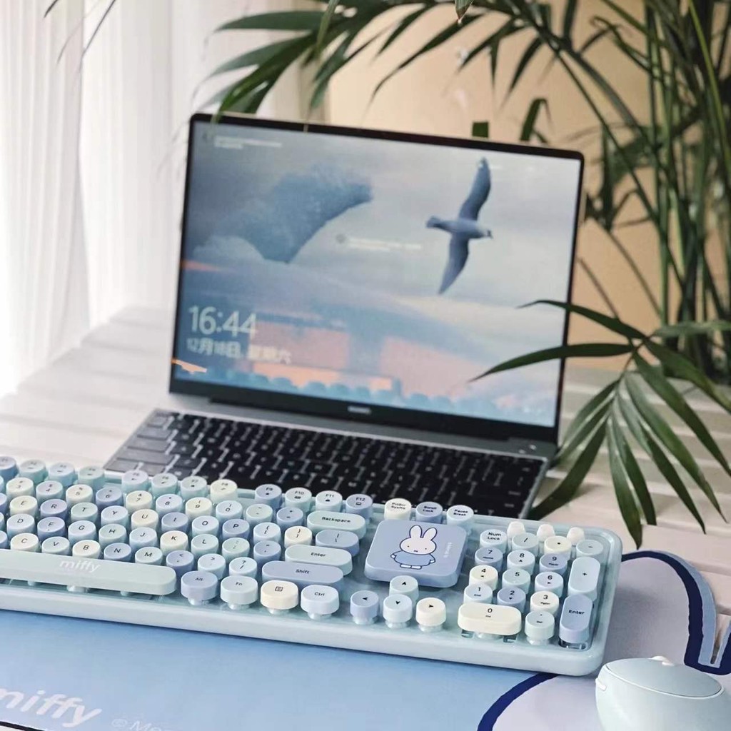 Miffy X MIPOW 2.4G Wireless Ergonomics Keyboard Set Mixed Candy Color Keycap Keyboard and Mouse Comb