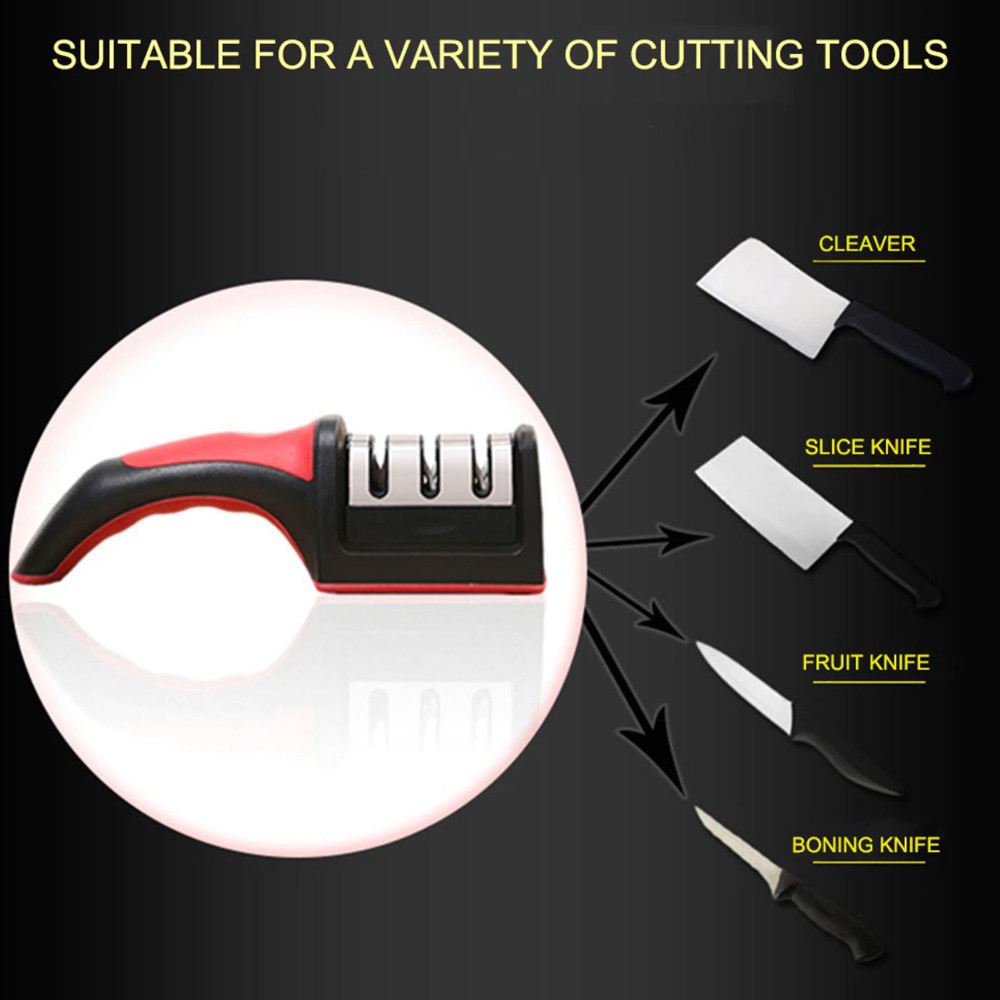 Pengasah Pisau Dapur Alat Pengasah Pisau Bahan Batu Keramik Isi 3 Slot