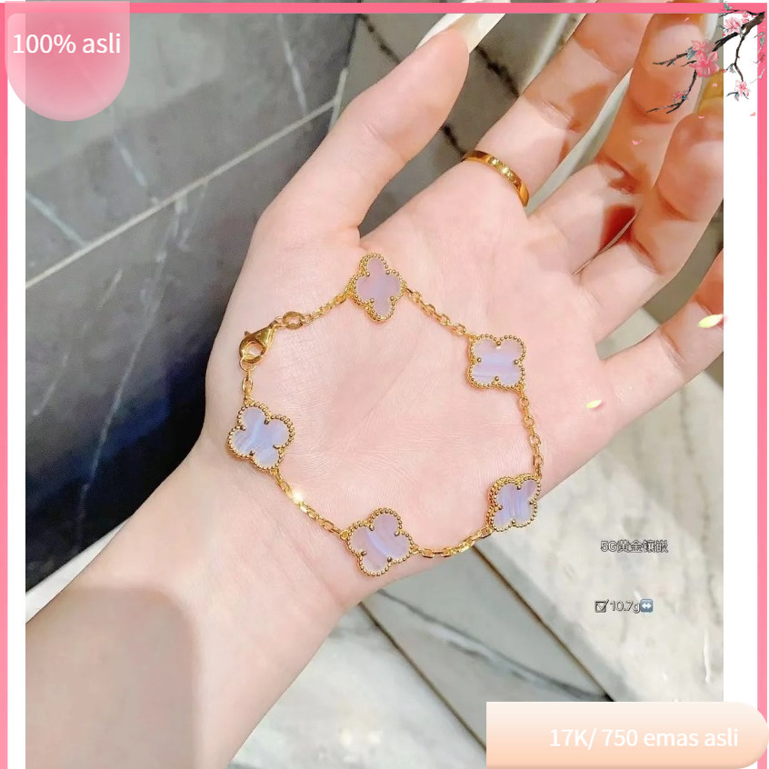 COD ️ 【17K/ 750 】 Rantai emas,*agate ungu*gelang