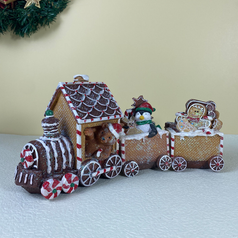 SAAKAR Resin Christmas Candy Train Red Train Decoration Ornament Handicrafts Home Interior Figurines