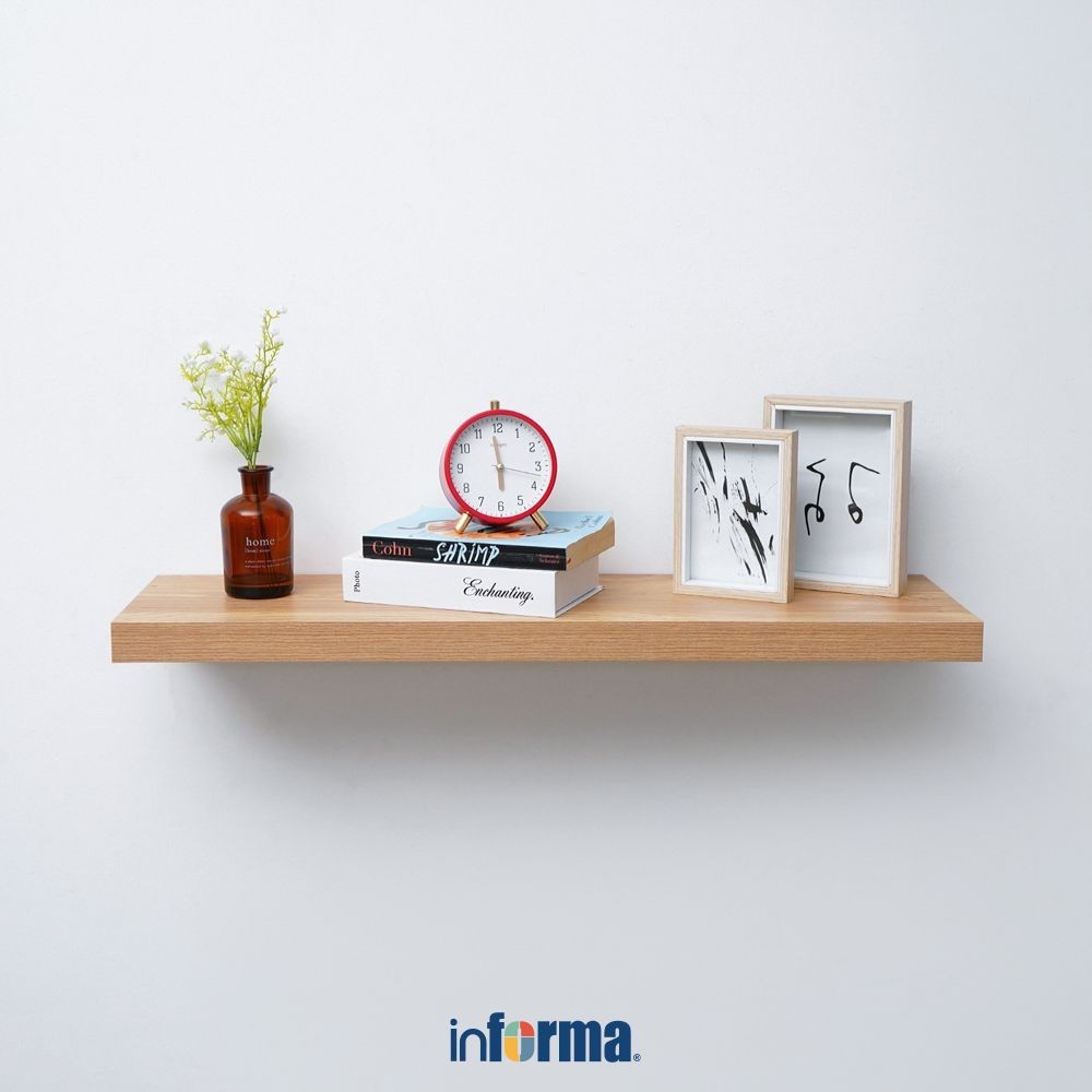 Informa Rak Dinding 80 cm - Cokelat Oak Decorative Wall Shelf Rak Tembok Serbaguna Ambalan Dinding F