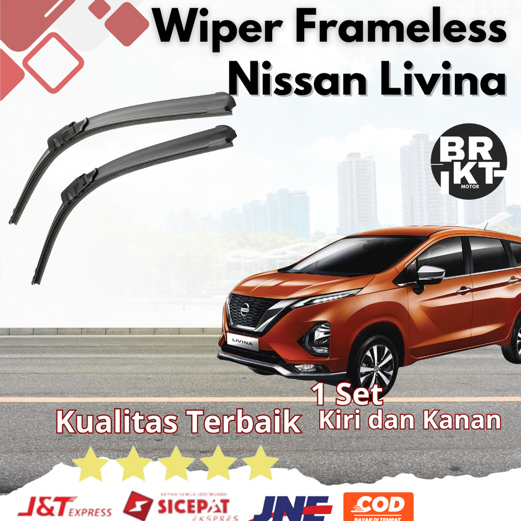 Wiper Blade Frameless Nissan Livina / Karet Wiper Mobil Nissan Grand Livina 1 Set Kiri dan Kanan / W