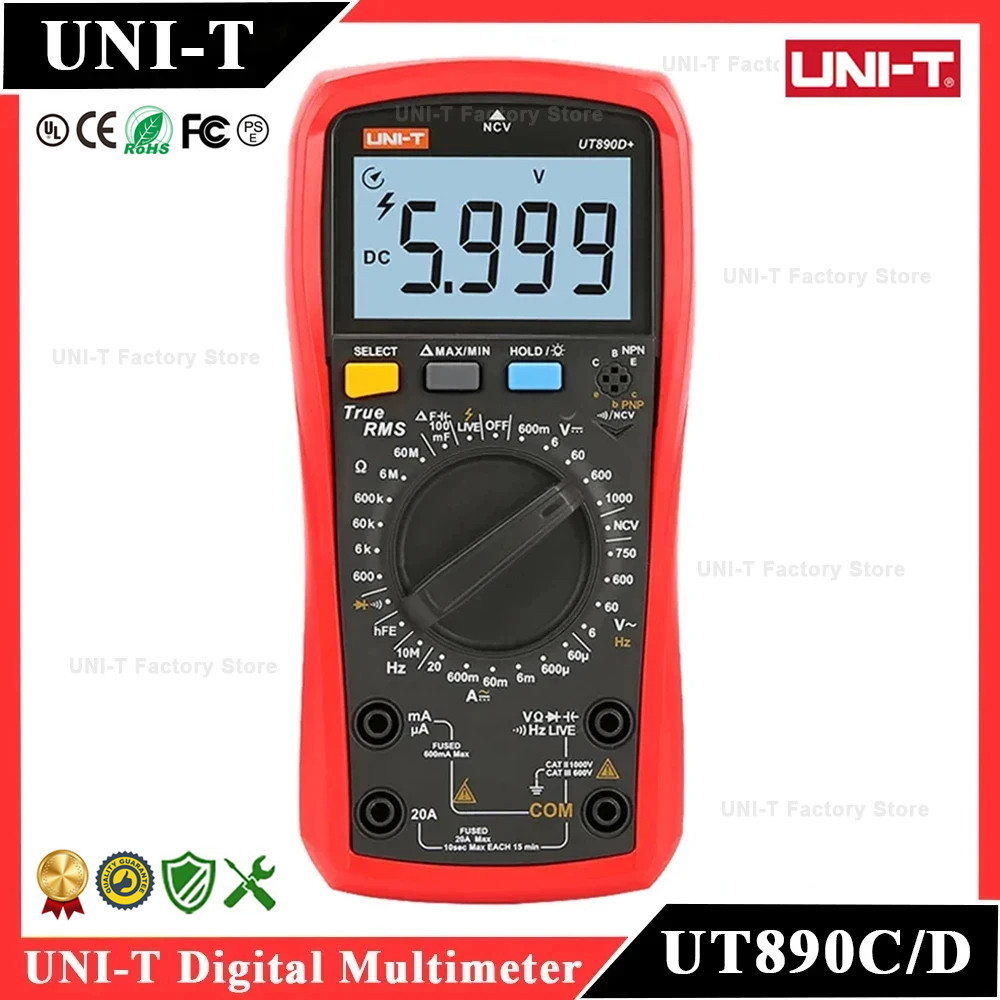 UNI-T UT890C UT890D Plus Multimeter Professional Digital AC DC Ammeter Voltmeter Frequency Resistanc