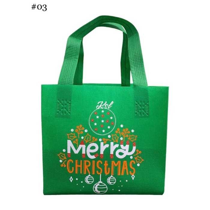 

Tas Spunbond / Tas Kain Belanja / Goodie Bag HLS KOTAK ( kotak nasi / kue ) 03 NATAL 20, 22, 24, 26, 28 CM