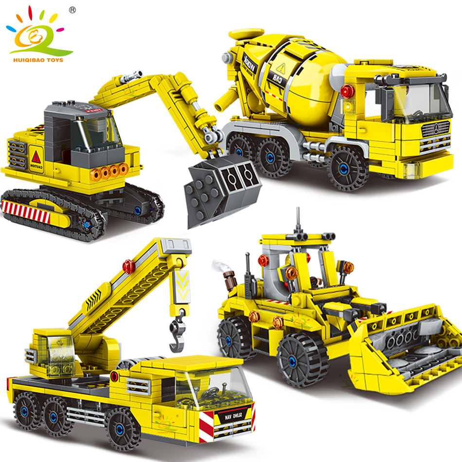 

HUIQIBAO TOYS MOC Engineering Truck Building Blocks City Construction Crane Bulldozer Car Bricks Set Children Kids Toys for Boy