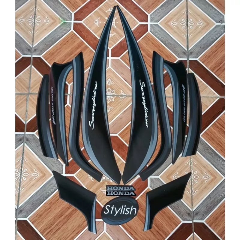 Stiker Striping Motor Scoopy Stylish 2018 Matte Brown  Sticker Lis Body Standar COD