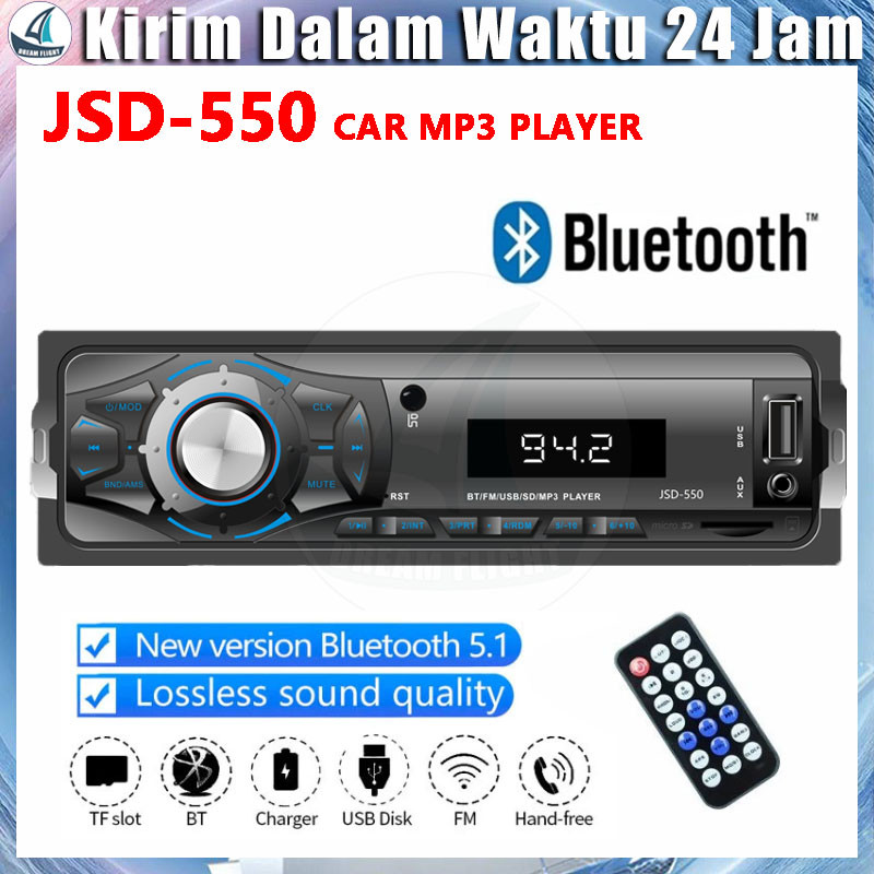 【Stok Siap】Tape Audio Mobil Multifungsi Bluetooth USB MP3 JSD-550 Single Din JSD-550 Audio Tape Mobi