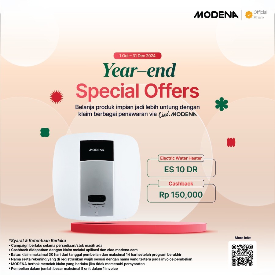 Modena ES 10DR - water heater listrik dengan remote 10 liter