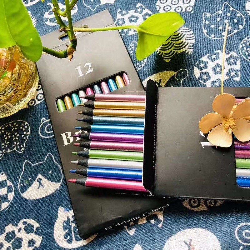 

12 Color Metallic Colored Pencils Drawing Sketching Set Painting Coloring Colour Pencils Profession Art Supplies For Artist