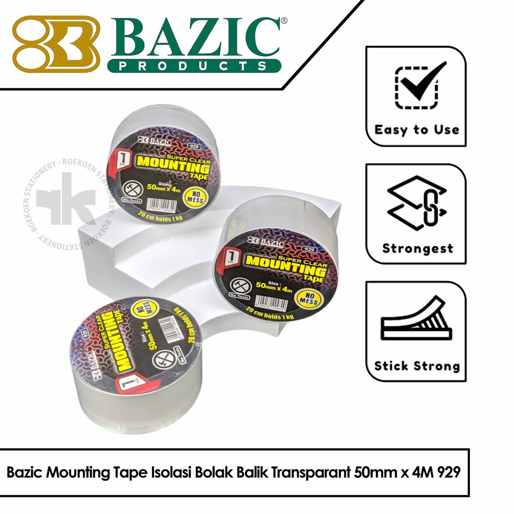 

Bazic Mounting Tape Isolasi Bolak Balik Transparant 50mm x 4M 929