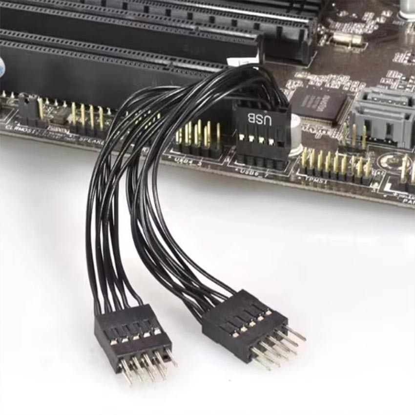 Kabel Adapter Splitter USB 9 Pin Motherboard Internal 1 Female to 2 Male Extension Cable