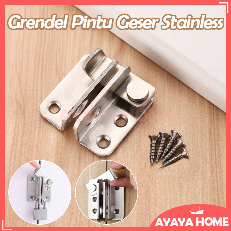 Grendel Pintu Sliding Geser/Slot Pintu Geser/Grendel Kait Slot Pintu Pipih Stainless