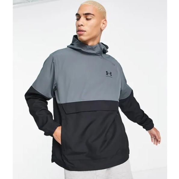 Under Armo*u*r UA Woven Asymmetrical Zip Pullover Jacket Black Original Jaket UA Storm windproof ant