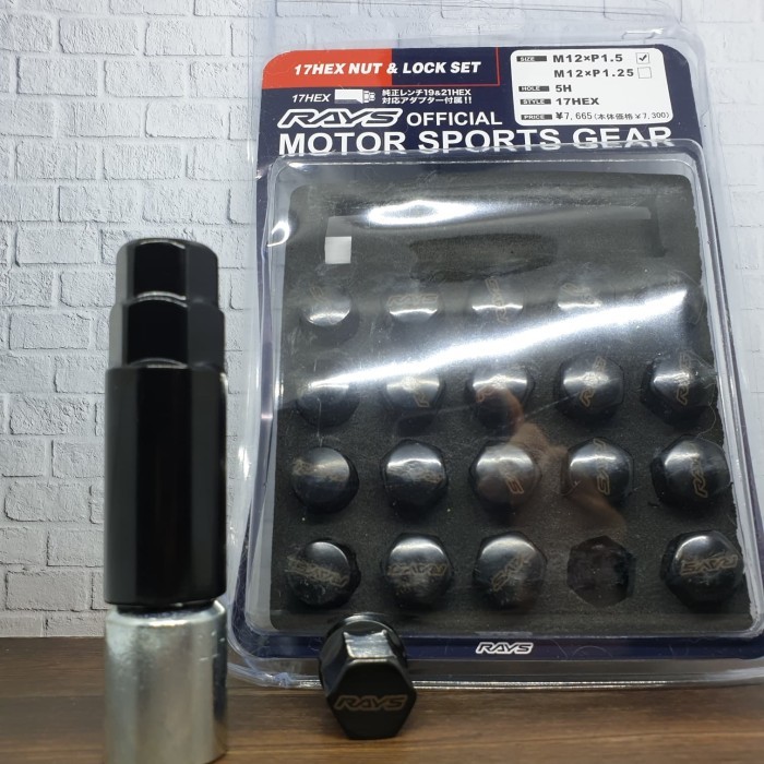 Terlaris -Baut Roda Lugnut Rays Official 1.5mm Hitam japan baja mobil Racing - 1.25mm