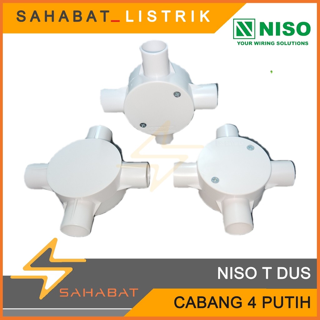 NISO Tdus T Dus Cabang 4  20mm Putih Per Pcs