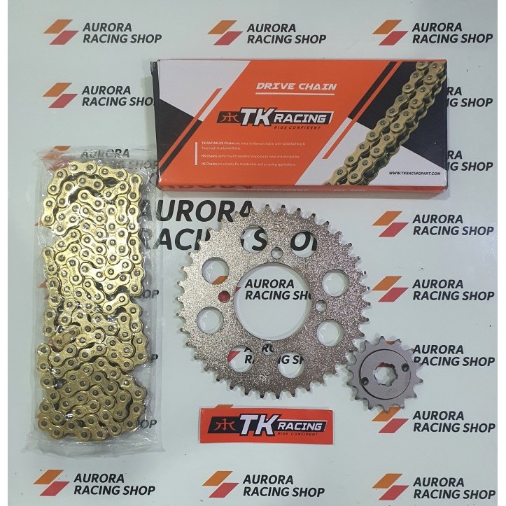 Gear Set TK 415 Jupiter Z - Vega R - F1ZR & Rantai TK 415 HS Gold - 15, 34