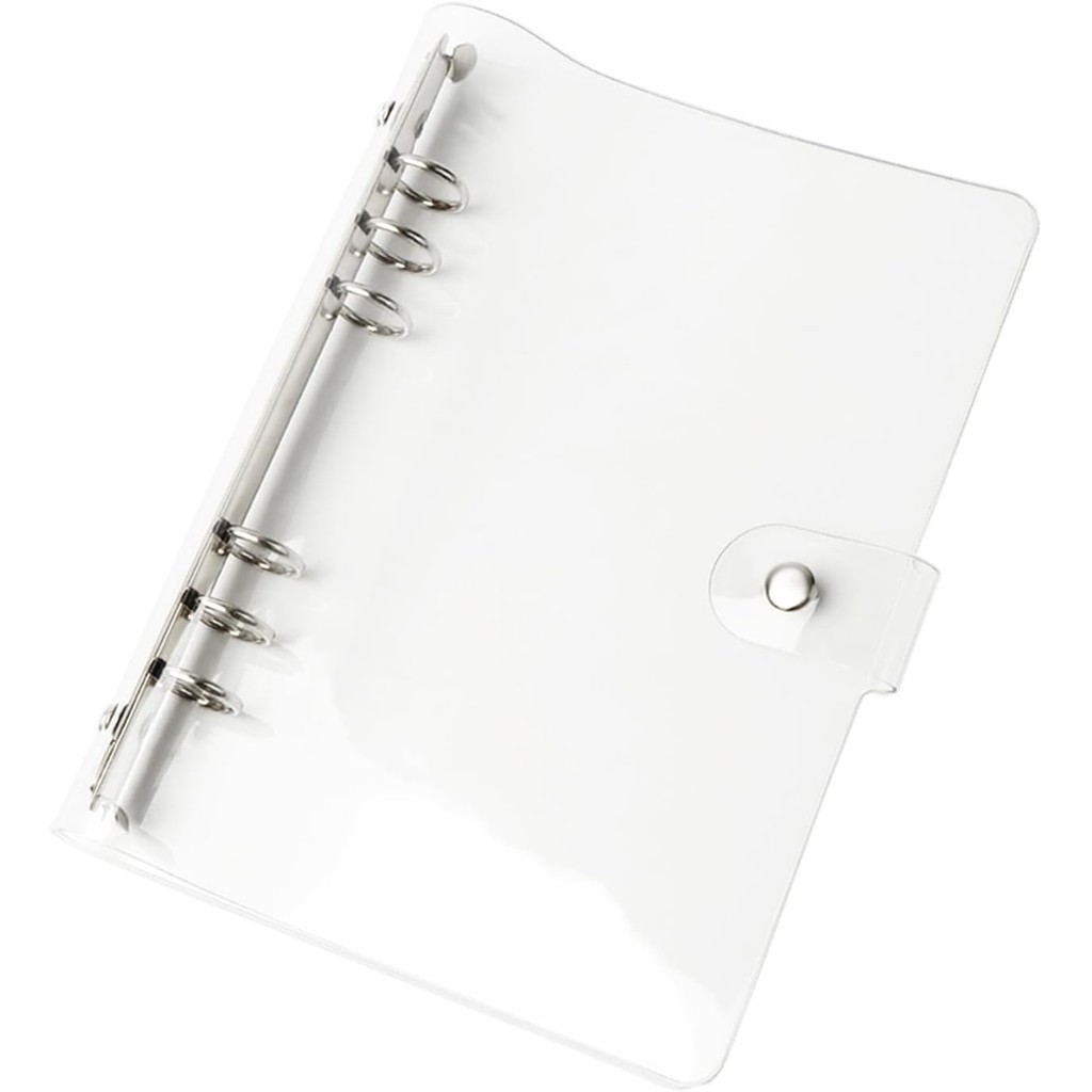 

New Clear A5A6 Binder Cover Notebook Shell with Snap Button Closure 6 Ring Loose Leaf Binding Covers for Traveler Planner Diary