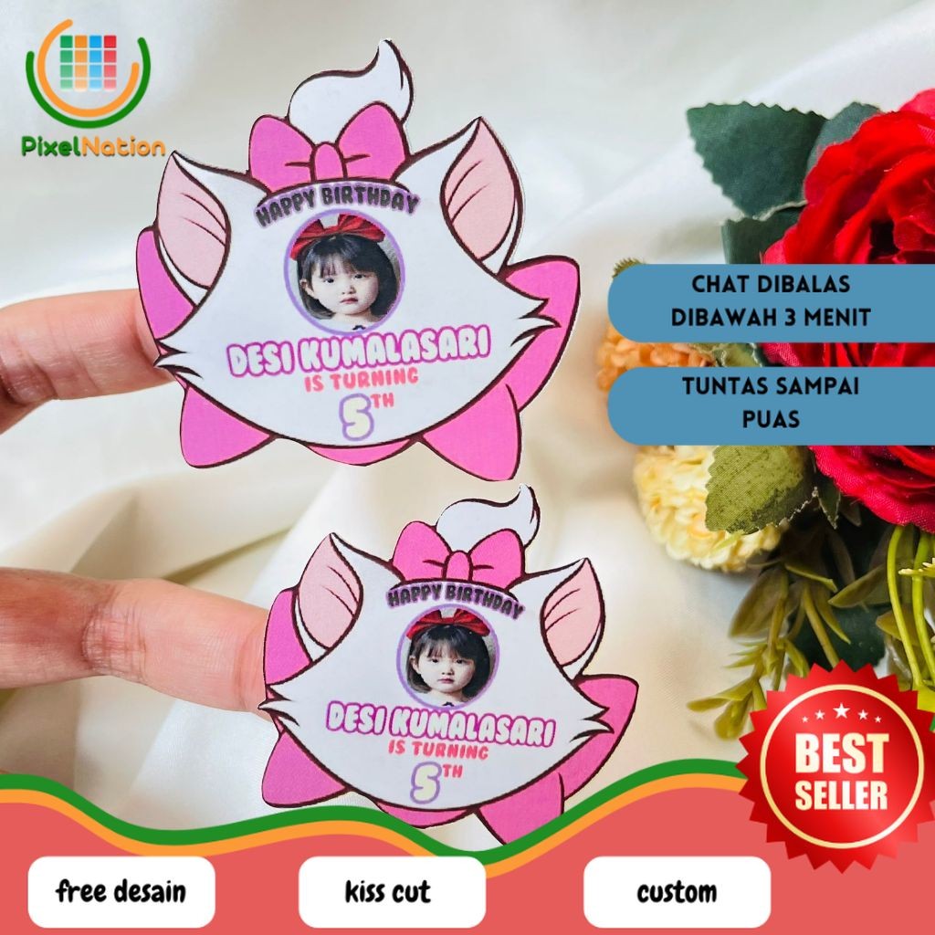 

PiNat 4-8 Sticker Karakter Ulang Tahun Anak Stiker Ultah Free Design Template Birthday Chromo