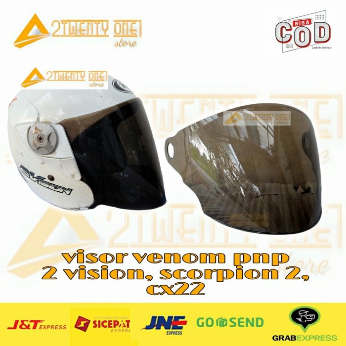 Kaca Visor Flat Venom PNP KYT 1VISION - 2VISION - CX22 - SCORPION 2 - smoke, All Size