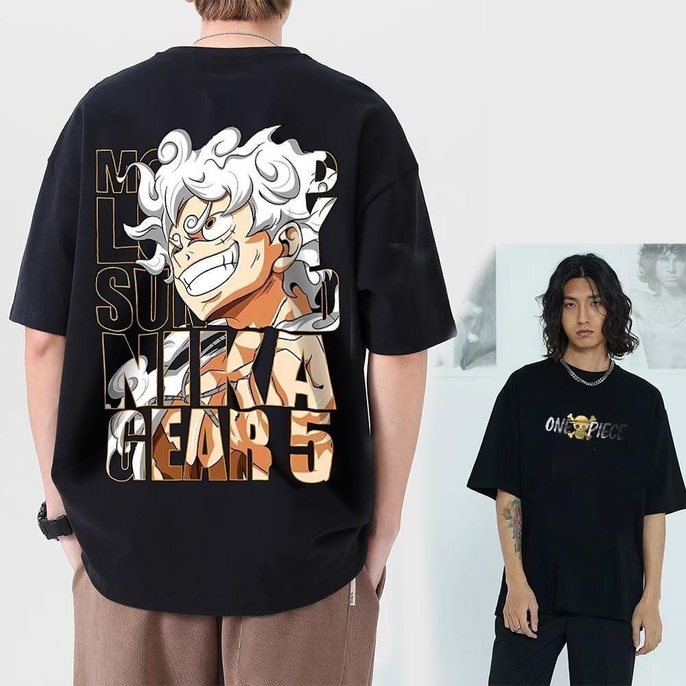 【Diskon Waktu Terbatas】【E-KU】100% katun 220g kaos trendi 2025 Kemeja Luffy satu potong kaos putih Ov