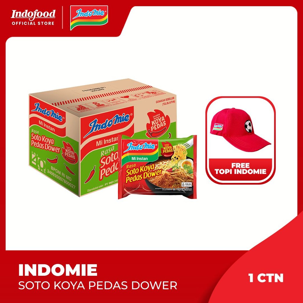

1 Ctn - Indomie Rasa Soto Koya Pedas Dower Free Topi Indomie