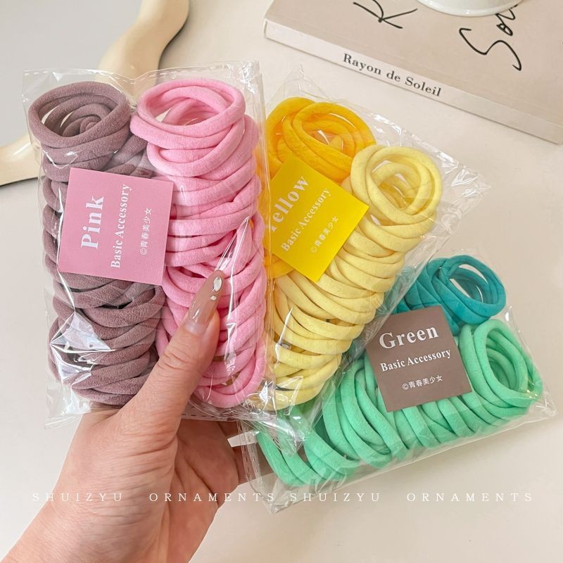Ikat Rambut Polos Wanita Isi 50 pcs Model Donat Ring Korean Style
