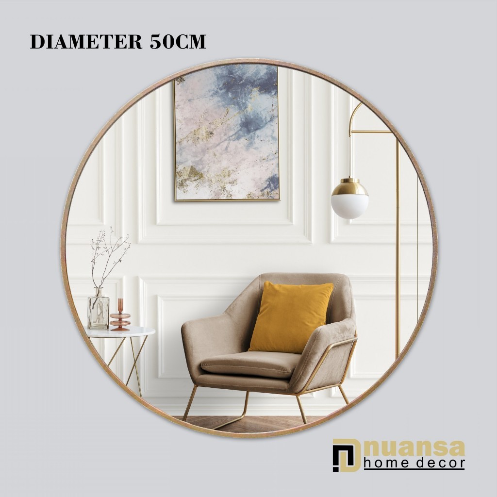 CERMIN BULAT GANTUNG - CERMIN DINDING - CERMIN GANTUNG - CERMIN BULAT - CERMIN AETHETIC - CERMIN RIA