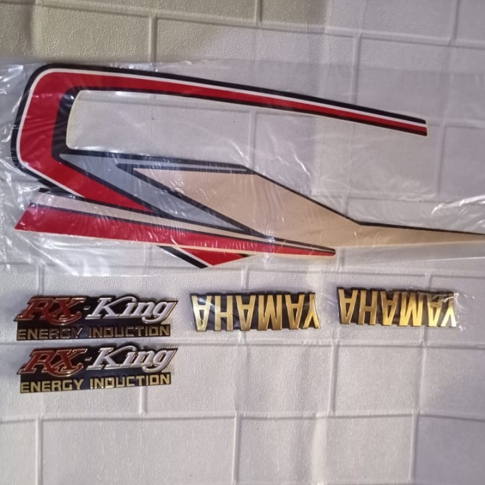 paket striping lis body RX-KING 92 merah set emblem tangki dan box aki