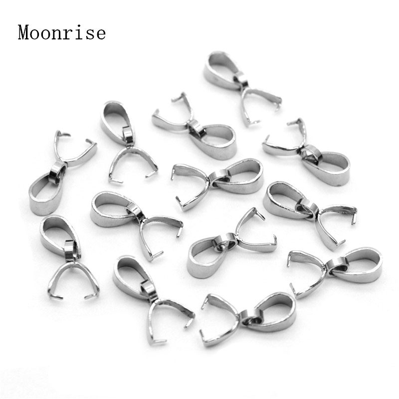 

10Pcs/lot 316 Stainless Steel Pinch Clip Bail Clasps Bead Pendant Connector Findings 15mm 17mm 19mm For Jewelry Making