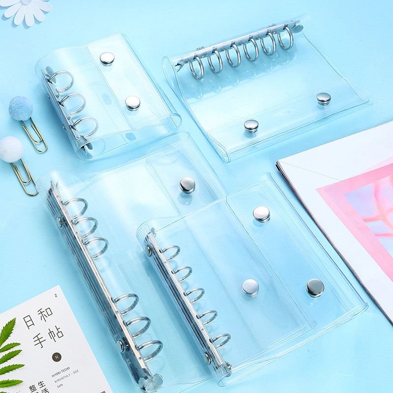 

A6 A7 M5 A8 PVC Transparent Double Button Loose Leaf Binder Notebook Cover Note Book Journal Planner Office Stationery Supplies