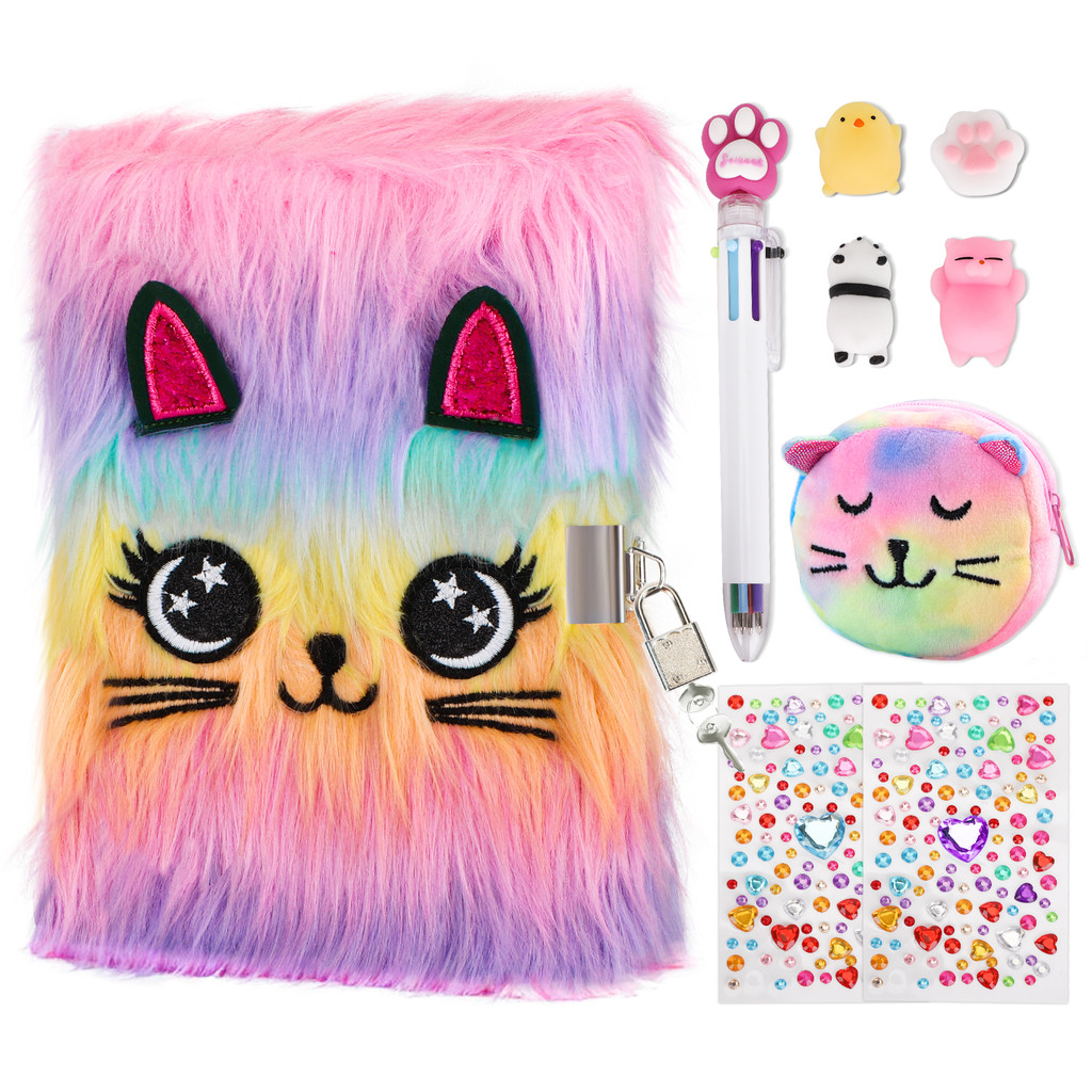 

Cute Plush Cat Diary With Lock And Key For Kids Girls Gift Dog Animals Journal Notebook Student School Stationery A5 Notepad